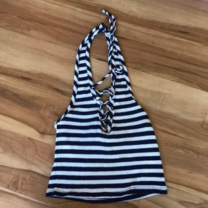 Striped halter crop top